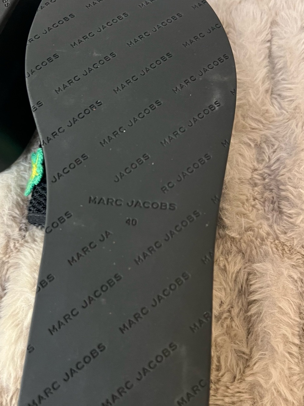 Marc Jacobs Black womens Floral Embroidered platform Slides size 9.5 - Picture 6 of 10